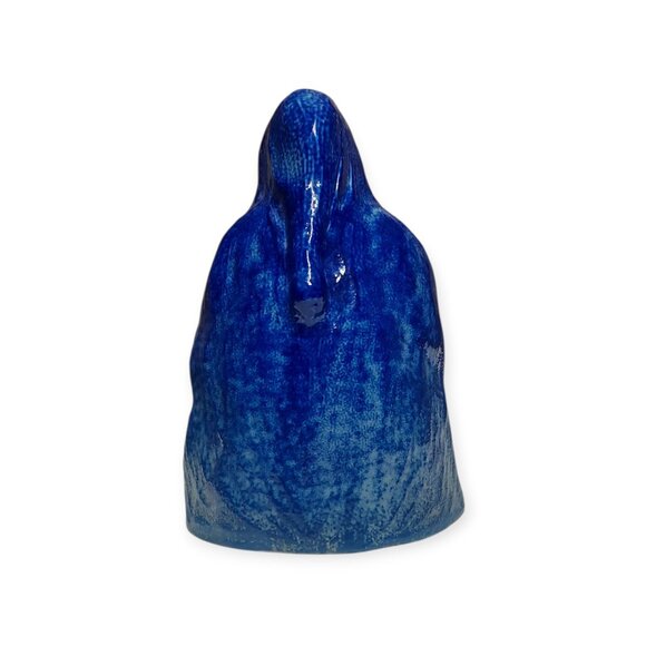 1998 Eldreth Pottery Signed Santa Checking His List Salt Glazed Cobalt Blue Gray - Picture 5 of 14